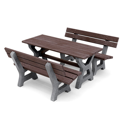 Bausatz Tisch Picknick, Beine - grau, Platten - braun