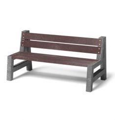 Bank mit Lehne Sofie  1,5m / 41cm grau+braun
