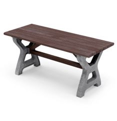 Tisch Picknick, montiert, Beine - grau, Platten - braun