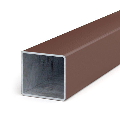 Zaunpfosten 60x60x2mm, Länge 2,0 m, verzinkt + Kunststoffmantel, braun