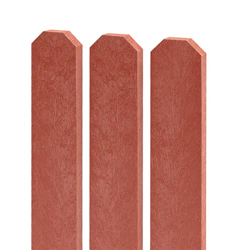 Zaunlatte 78x21, 0,6 m, mit dreieckigem Kopf, ziegelrot